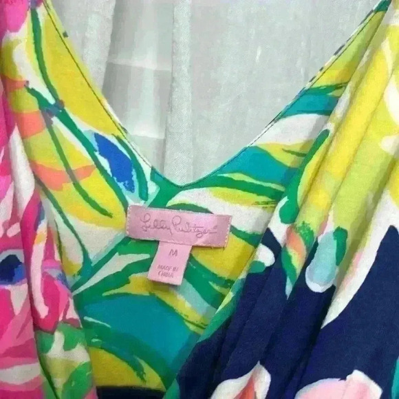 Lilly Pulitzer Fleur Dress Medium in Resort Navy Travelers Palm Item#B4 - Picture 5 of 7